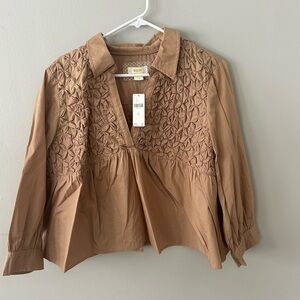 Anthropologie Maeve smocked babydoll top XL